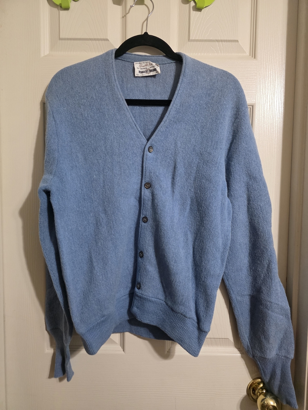 Vintage Light Blue  Men's Cardigan Sweater